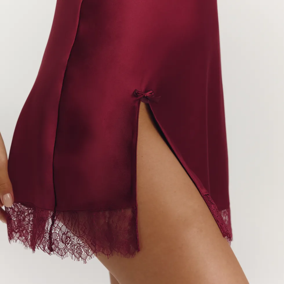 Adaline Slip Dress (Set) - Berry