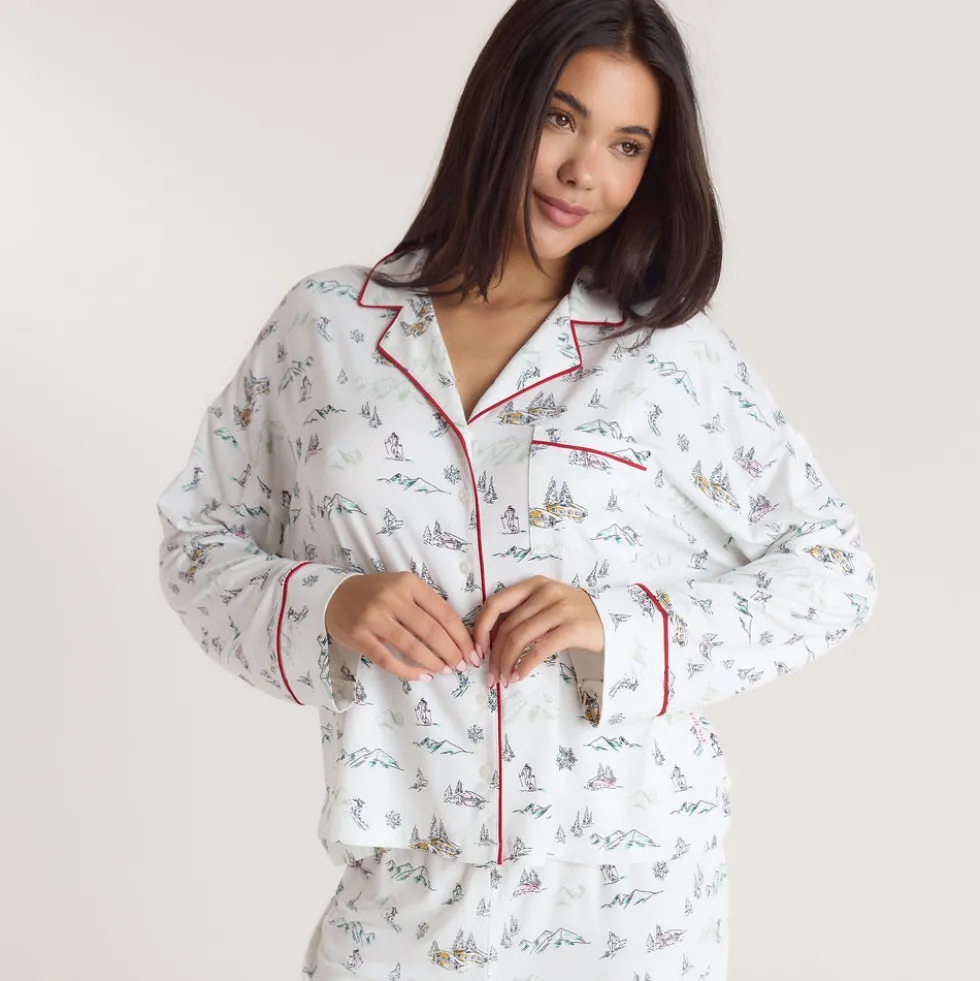 Alpine Dreams Pajama Shirt - Ski Print