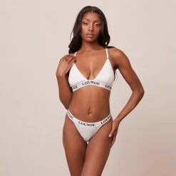 Bamboo Triangle Bra & Thong/Briefs Set - All White