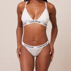 Bamboo Triangle Bra & Thong/Briefs Set - All White
