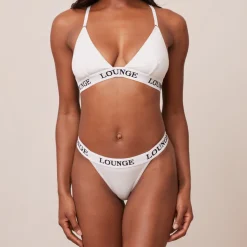 Bamboo Triangle Bra & Thong/Briefs Set - All White