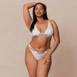 Bamboo Triangle Bra & Thong/Briefs Set - All White