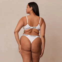 Bamboo Triangle Bra & Thong/Briefs Set - All White