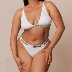 Bamboo Triangle Bra & Thong/Briefs Set - All White