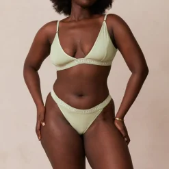 Bamboo Triangle Bra & Thong/Briefs Set - Olive