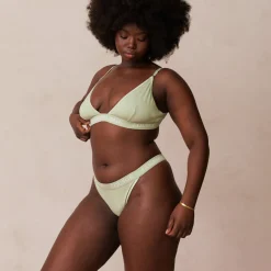 Bamboo Triangle Bra & Thong/Briefs Set - Olive