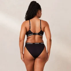 Bamboo Triangle Bra & Thong/Briefs Set - All Black