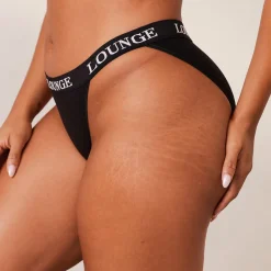 Bamboo Triangle Bra & Thong/Briefs Set - All Black