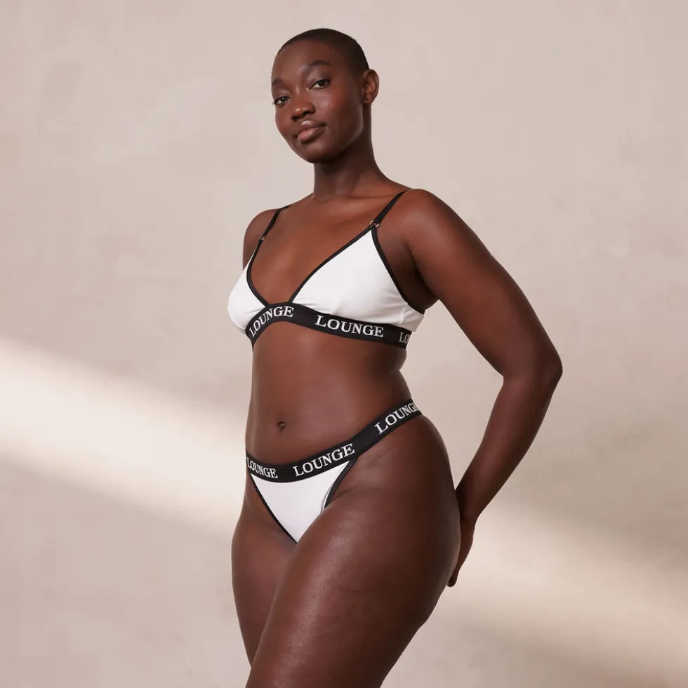 Bamboo Triangle Bra & Thong/Briefs Set - White