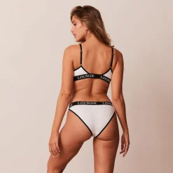 Bamboo Triangle Bra & Thong/Briefs Set - White