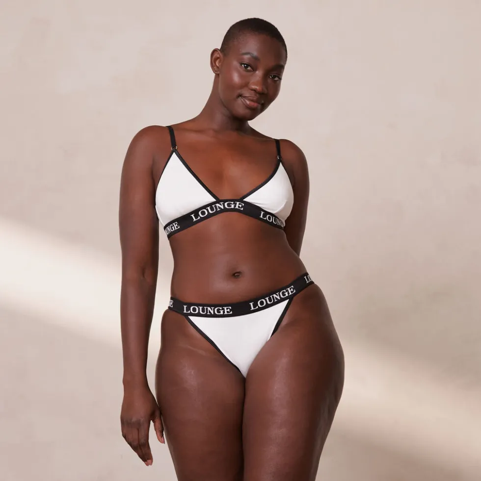 Bamboo Triangle Bra & Thong/Briefs Set - White