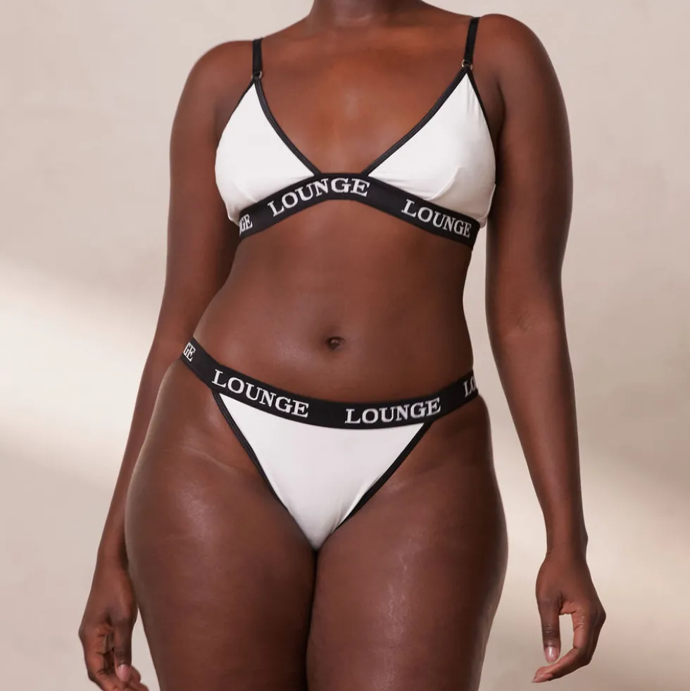 Bamboo Triangle Bra & Thong/Briefs Set - White