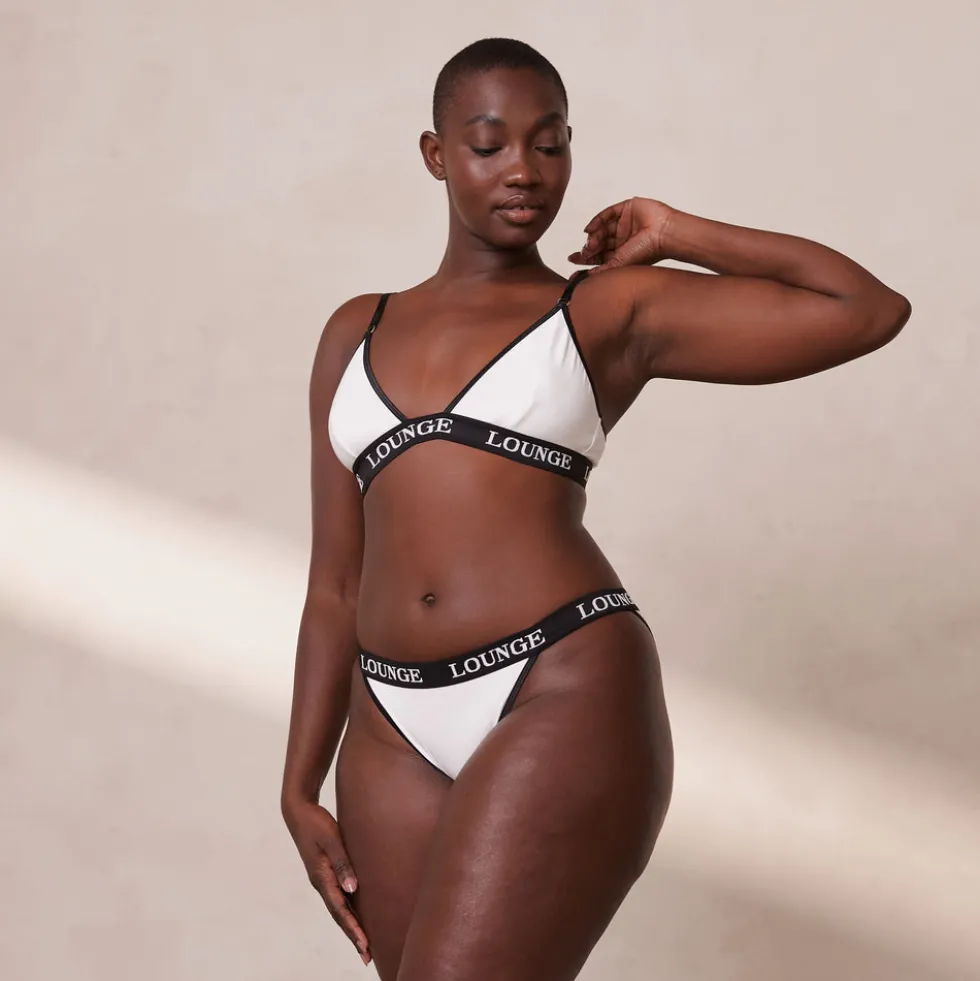 Bamboo Triangle Bra & Thong/Briefs Set - White
