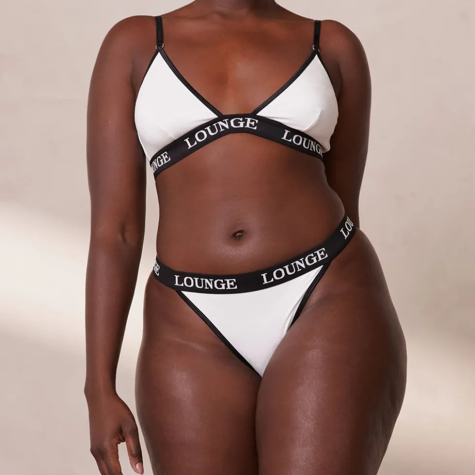 Bamboo Triangle Bra & Thong/Briefs Set - White
