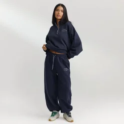 Barrel Leg Sweatpants - Dark Blue