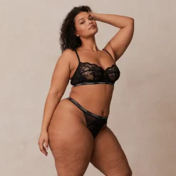Blossom Balcony Bra & Thong Set - Black