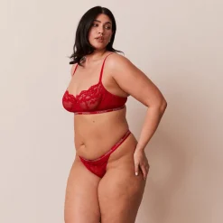 Blossom Balcony Bra & Thong Set - Maroon