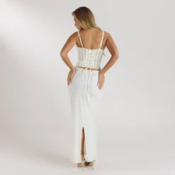 Blossom Maxi Dress with Bodysuit - Cream