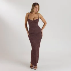 Blossom Maxi Dress with Bodysuit - Chocolate