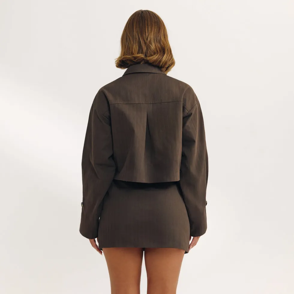 Button Detail Jacket - Dark Brown