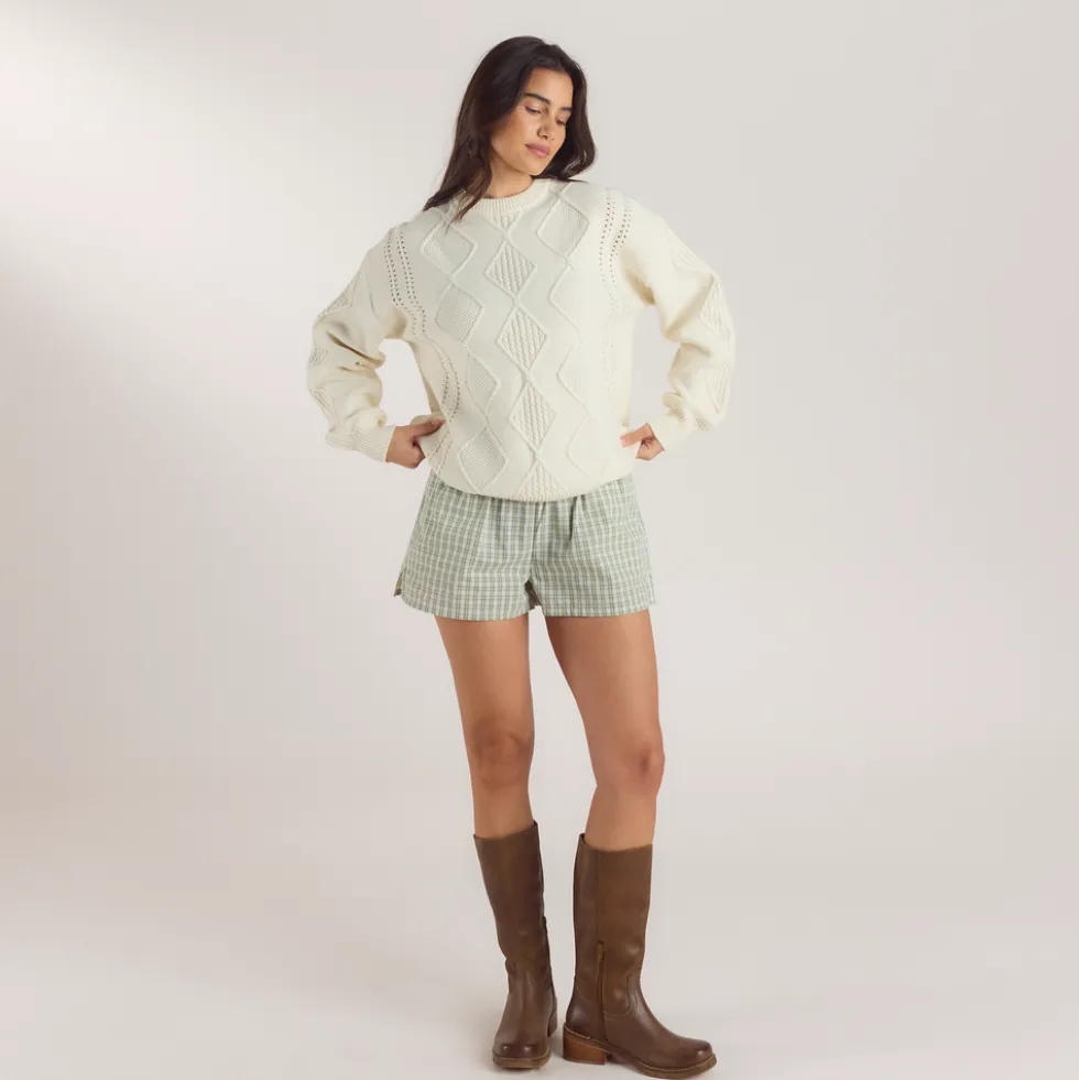 Cable-Knit Sweater - Cream