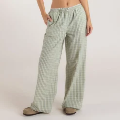 Check Cotton Pants - Green