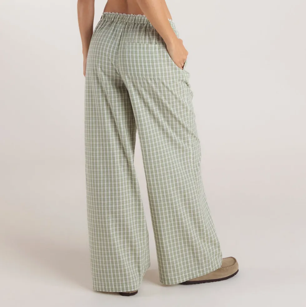 Check Cotton Pants - Green