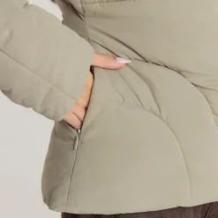 Cinched Puffer Coat - Thyme