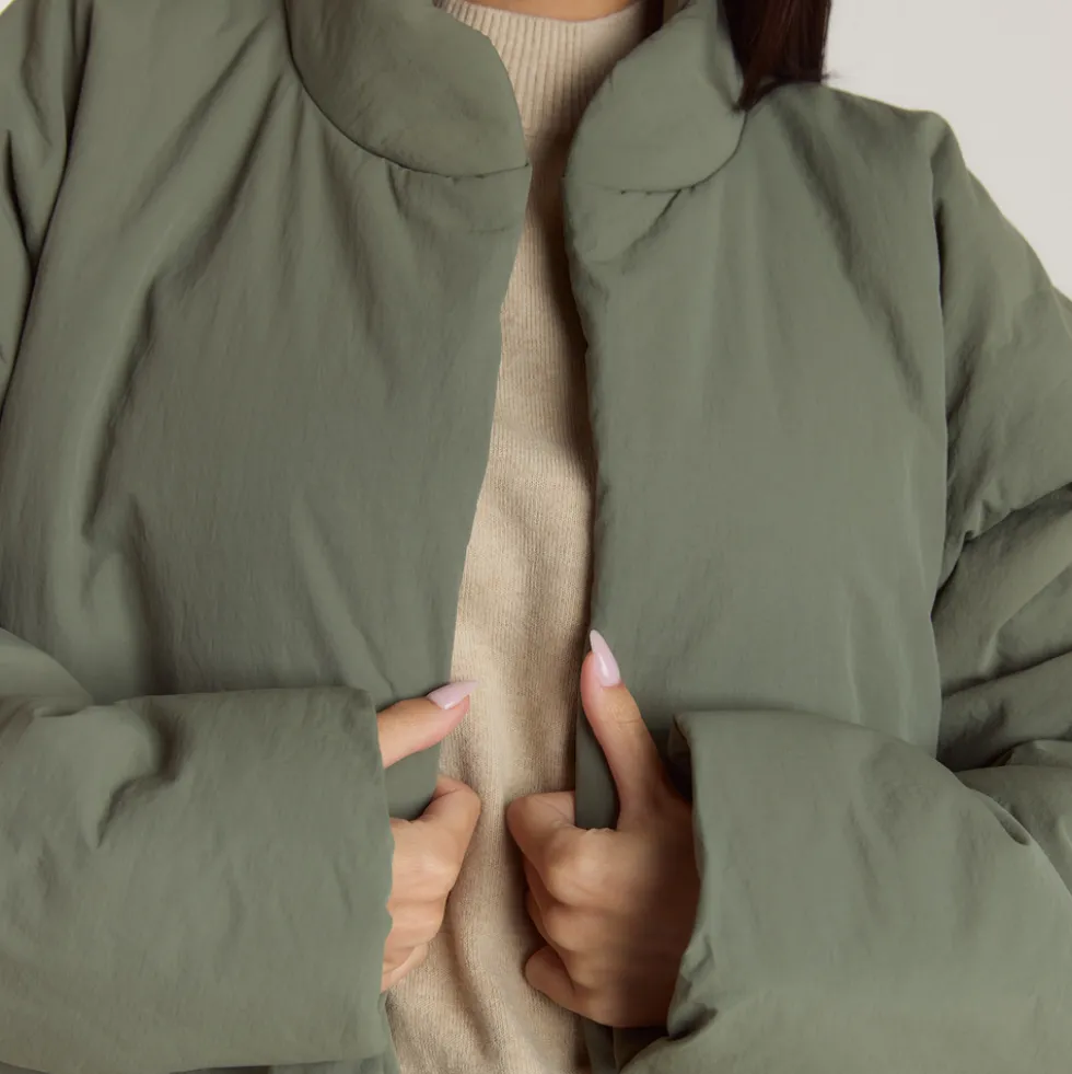 Cocoon Puffer Coat - Sage