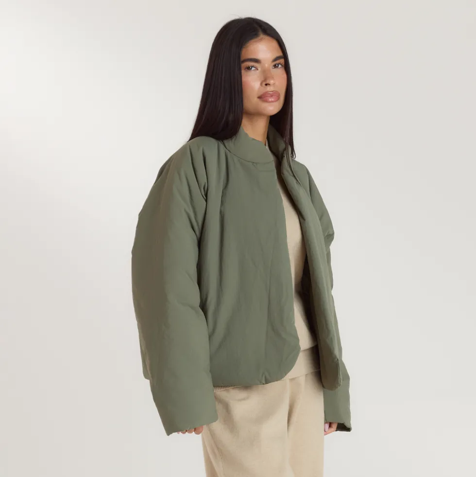 Cocoon Puffer Coat - Sage