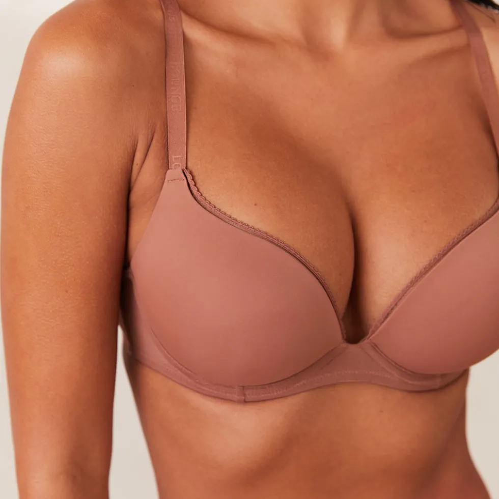 Comfort Push-Up T-shirt Bra & Thong Set - Mocha