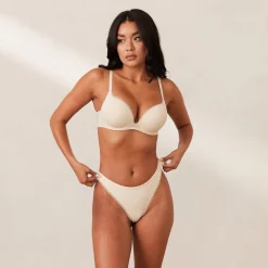 Comfort Push-Up T-shirt Bra & Thong Set - Latte