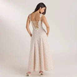 Corset Back Maxi Dress - Cream Floral