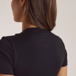 Cotton Blend Short Sleeve Top - Black