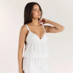 Cotton Cami Pajama Top - White