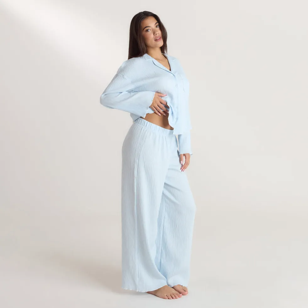Crinkle Pajama Pants - Blue