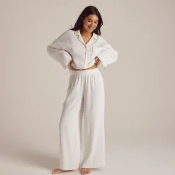 Crinkle Pajama Pants - White