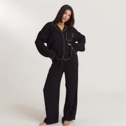 Crinkle Pajama Shirt - Black