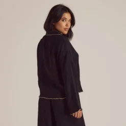Crinkle Pajama Shirt - Black