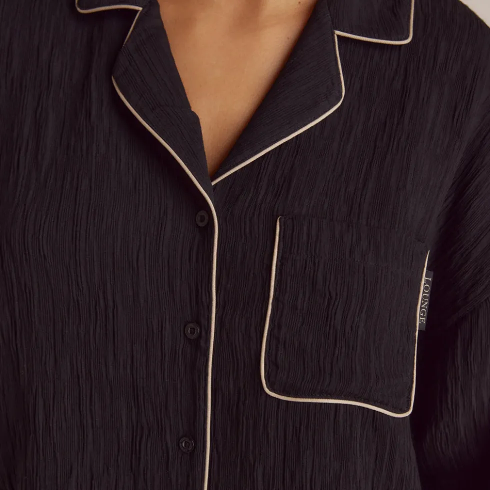 Crinkle Pajama Shirt - Black