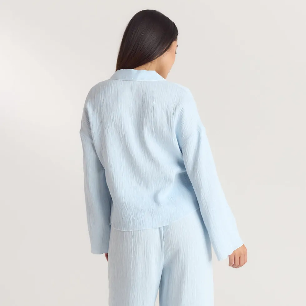 Crinkle Pajama Shirt - Blue