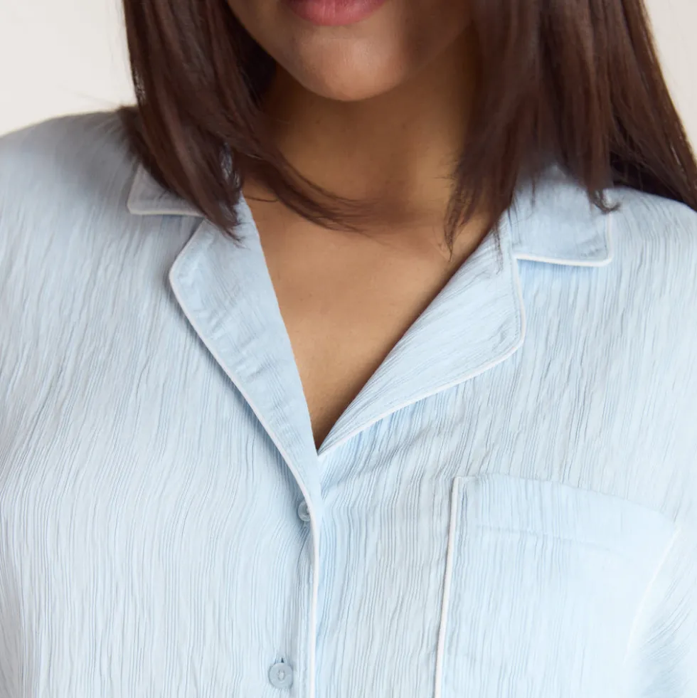 Crinkle Pajama Shirt - Blue