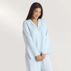 Crinkle Pajama Shirt - Blue