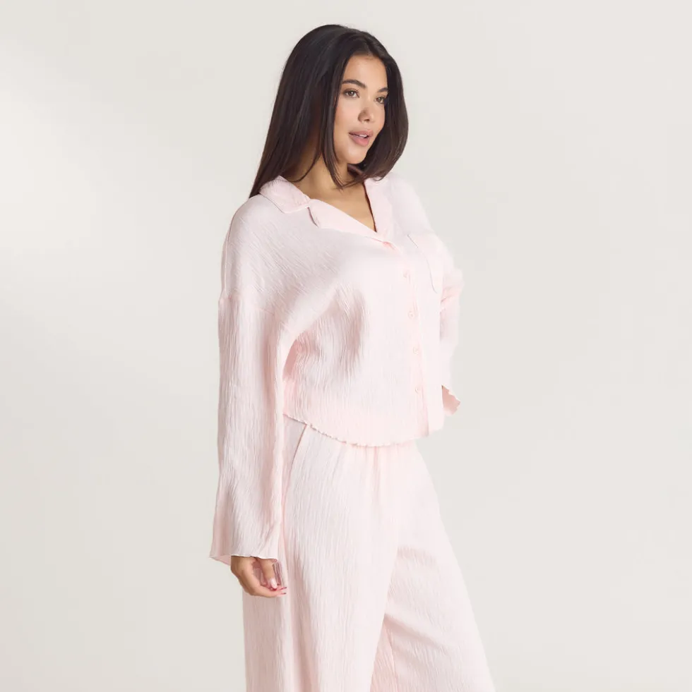 Crinkle Pajama Shirt - Pink