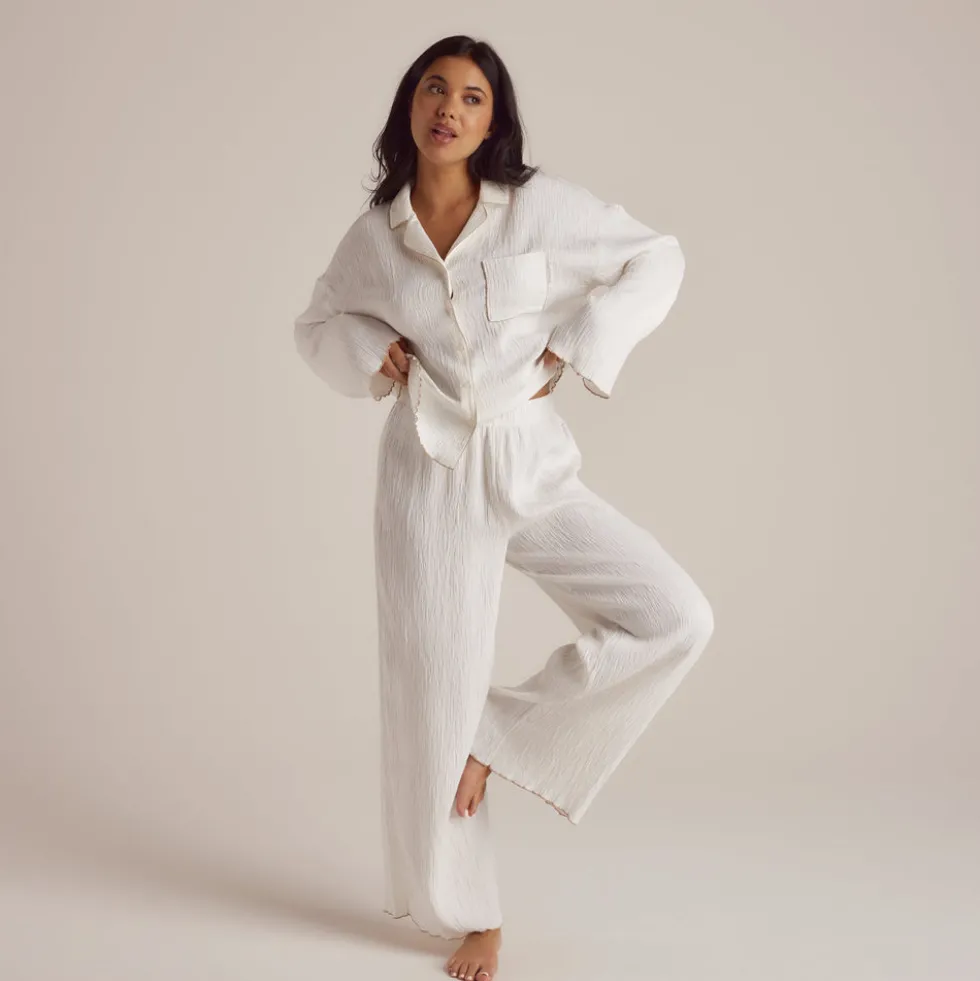 Crinkle Pajama Shirt - White