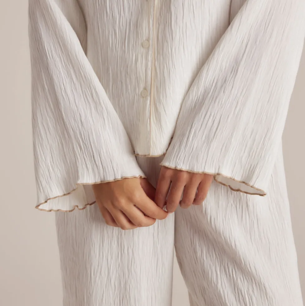 Crinkle Pajama Shirt - White