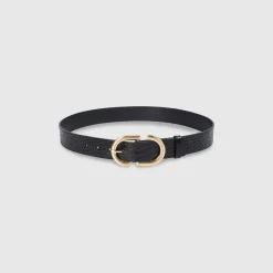 Curved Buckle Belt - Black