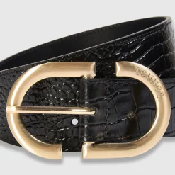 Curved Buckle Belt - Black