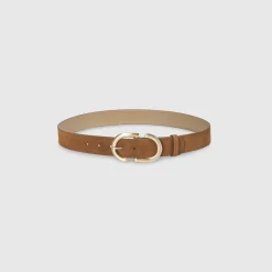 Curved Buckle Belt - Tan