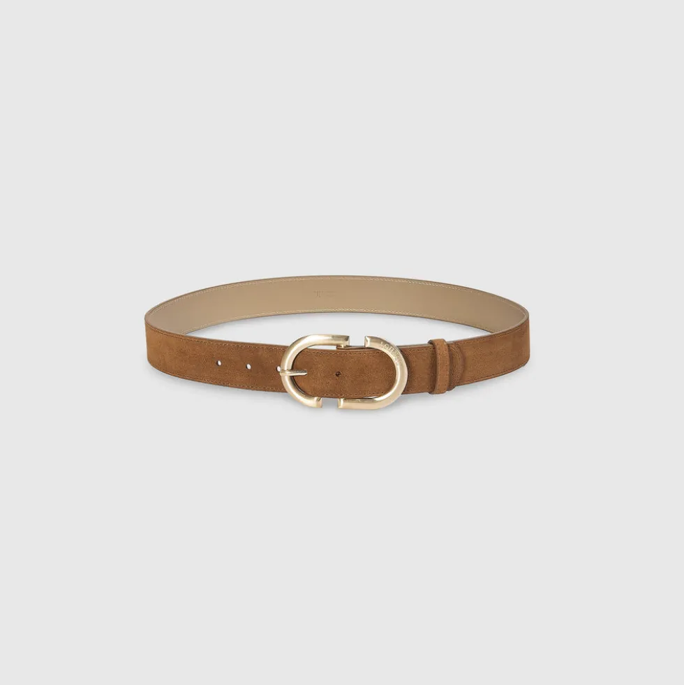 Curved Buckle Belt - Tan